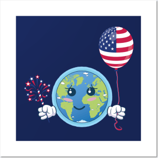 Independence Day. Earth celebrates the 4th of July Posters and Art